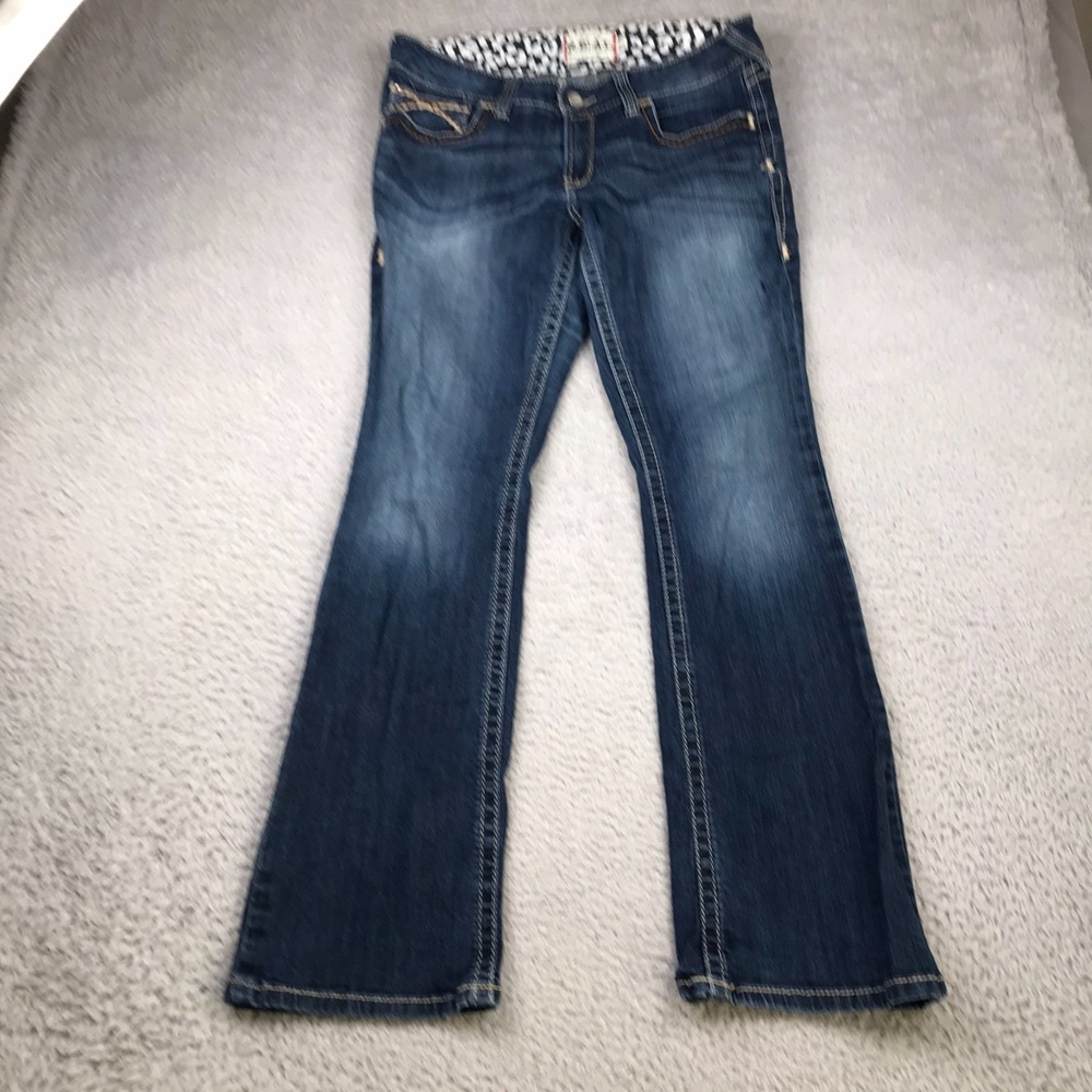 Ariat REAL‎ Jeans Womens 32 (35x31) Dark Wash Low Rise Bootcut Western Cowgirl